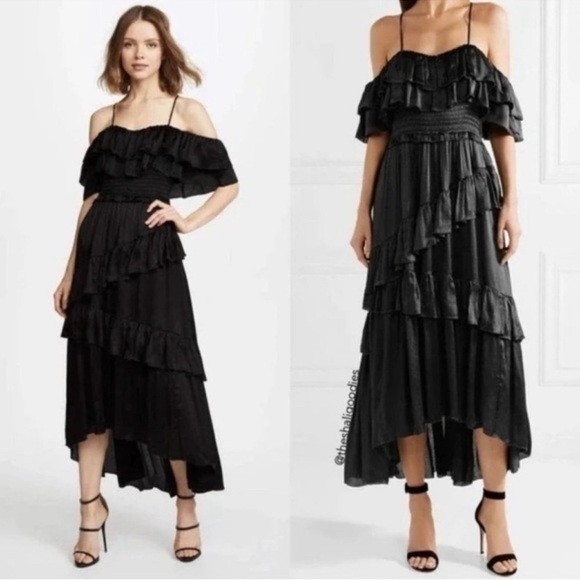 NWT Ulla Johnson Black Silk Louisa Ruffle Silk Tiered Dress - Picture 12 of 12